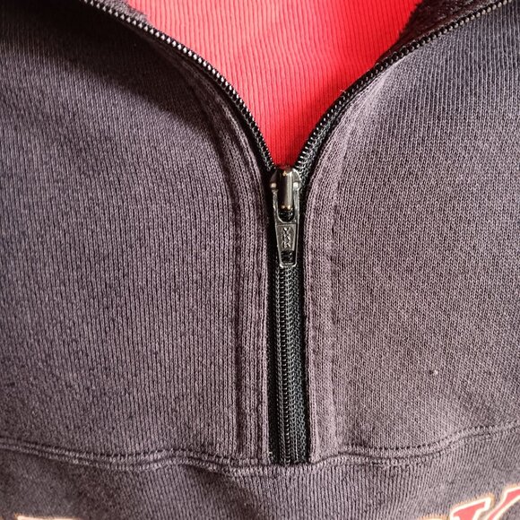 Large Vintage 90's Sweatshirt BIG RED Nebraska Cornhuskers Half-Zip Pullover USA - Picture 7 of 10